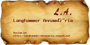 Langhammer Annamária névjegykártya